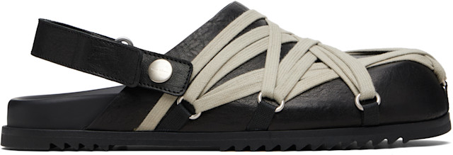 Rick Owens: Black Temple Megalace Mule Granola Loafers | SSENSE