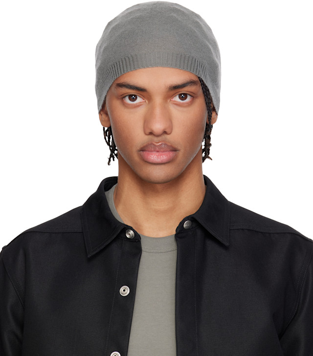 Rick Owens: Gray Temple Rasato Knit Beanie | SSENSE