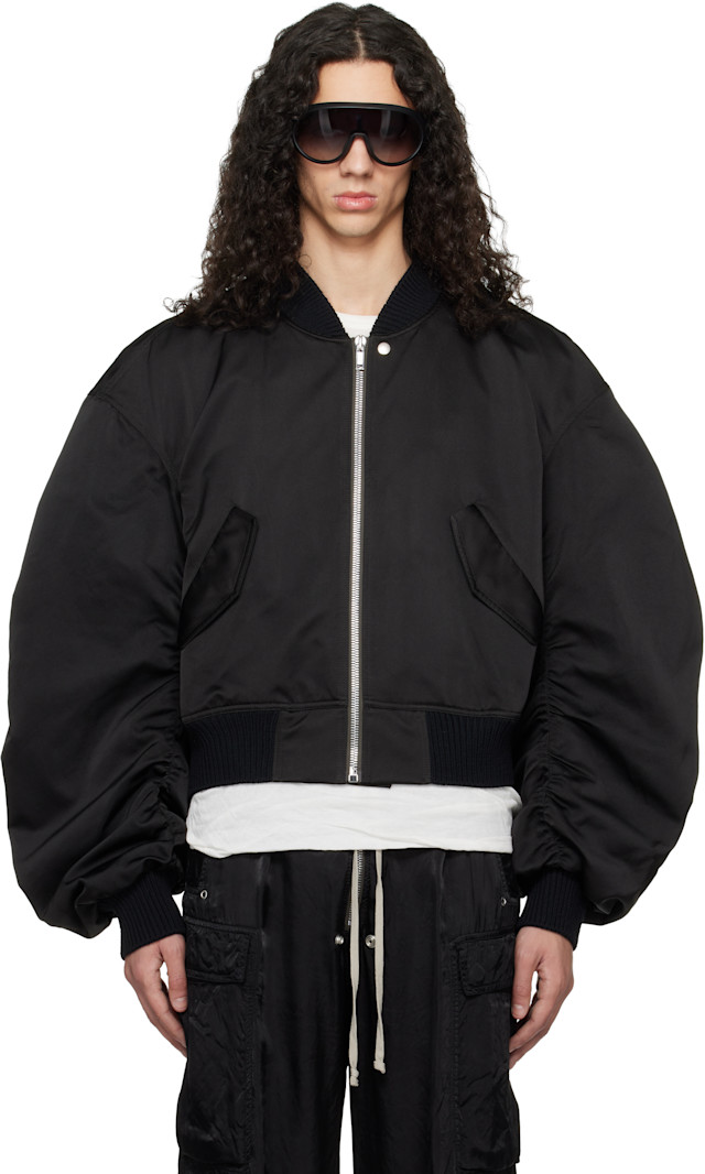 Rick Owens: ブラック Temple Secchia フライトジャケット | SSENSE 日本