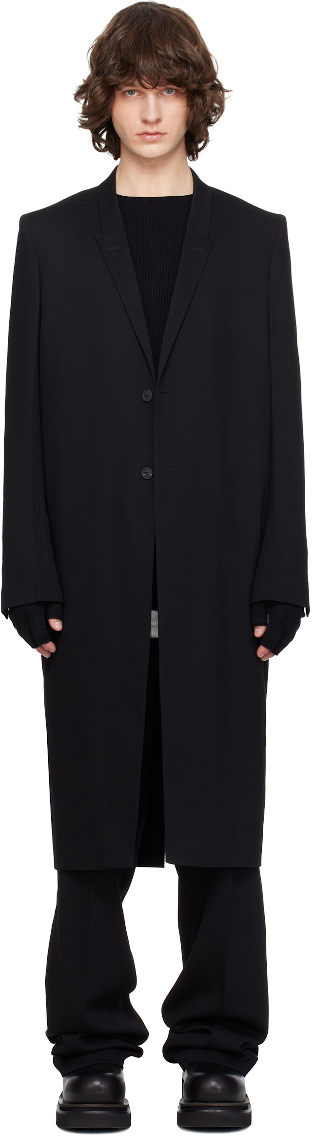 Rick Owens: ブラック Temple Concordian コート | SSENSE 日本