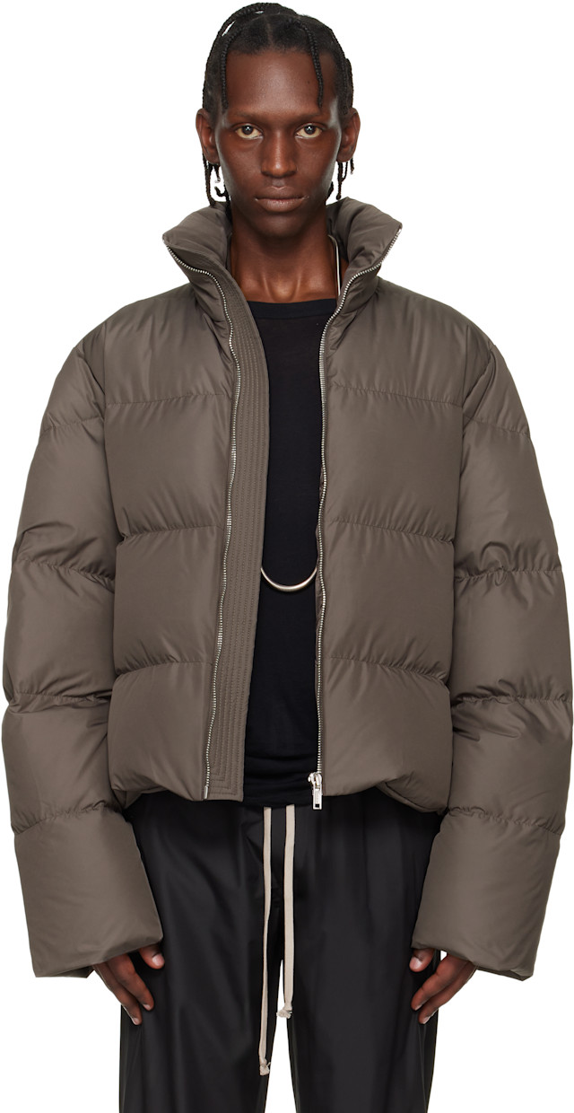 Rick Owens: Moncler + Rick Owens Gray Cyclopic Down Jacket | SSENSE