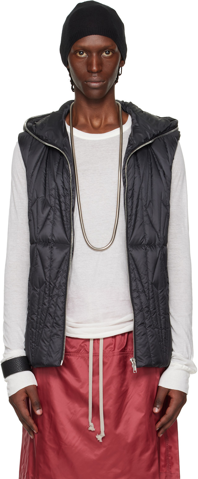 Rick Owens: Moncler + Rick Owens ブラック Geocamo Ziplock ダウン