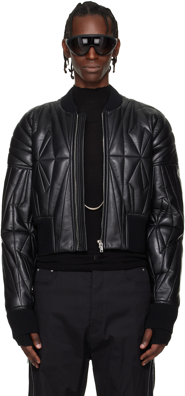 Rick Owens: Moncler + Rick Owens Black Geocamo Cropped Flight