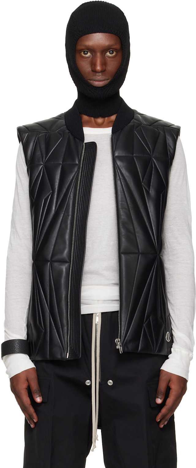 Rick Owens: Moncler + Rick Owens ブラック Geocamo Flight レザー