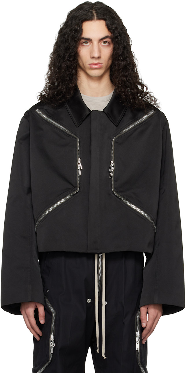 Rick Owens: ブラック Temple Heizer Mac ジャケット | SSENSE 日本