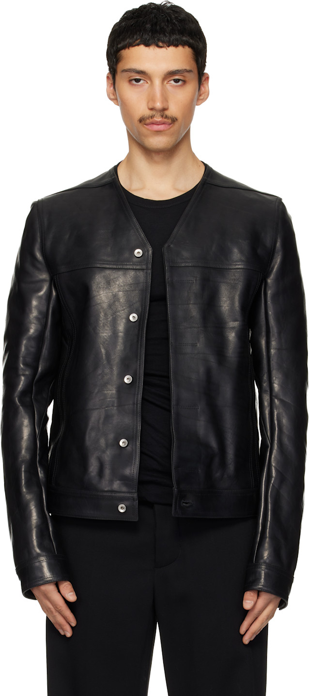 Rick Owens: Black Temple Leather Work Jacket | SSENSE