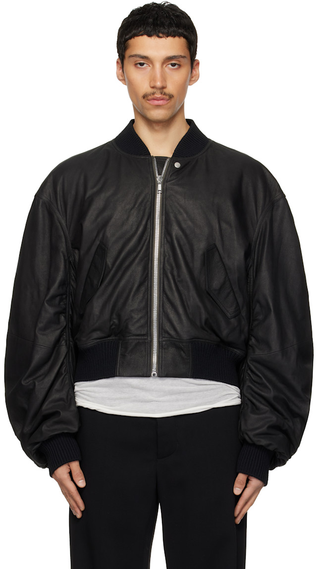 Rick Owens: Black Temple Secchia Flight Jacket | SSENSE