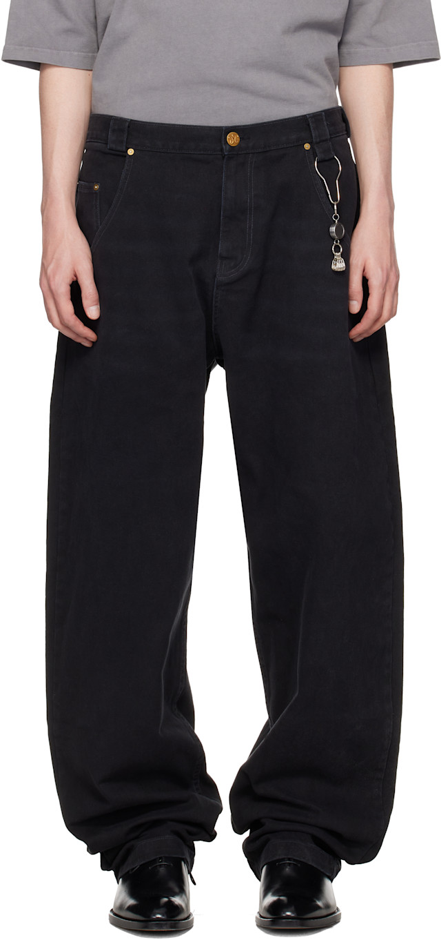 WILLY CHAVARRIA: Black Straight Leg 'Bad Boy' Jeans | SSENSE Canada