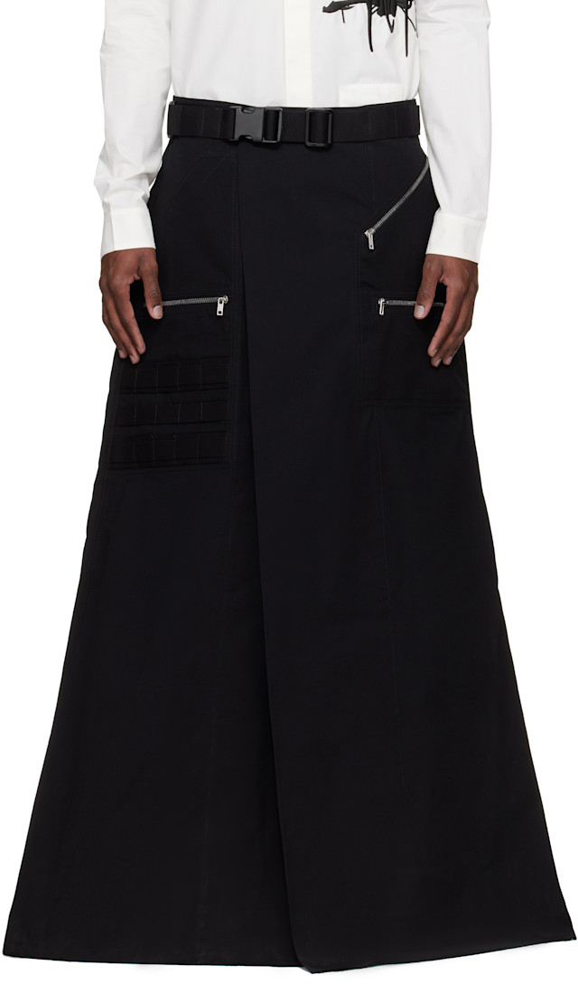 D*e様 Rick Owens Skirt-Layered Sarouel Pa Rick Owens: Black Temple Odetta Cargo Skirt | SSENSE