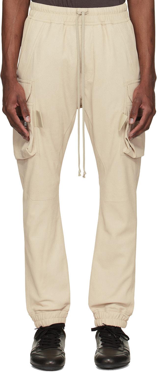 Rick Owens MASTODON ベージュ ハンガー付き Rick Owens: Beige Temple Mastodon Cargo Leather Pants | SSENSE