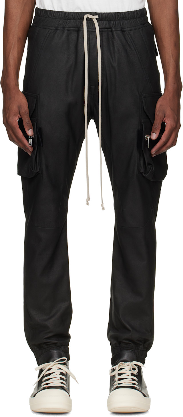 Rick Owens: Black Temple Mastodon Leather Cargo Pants | SSENSE