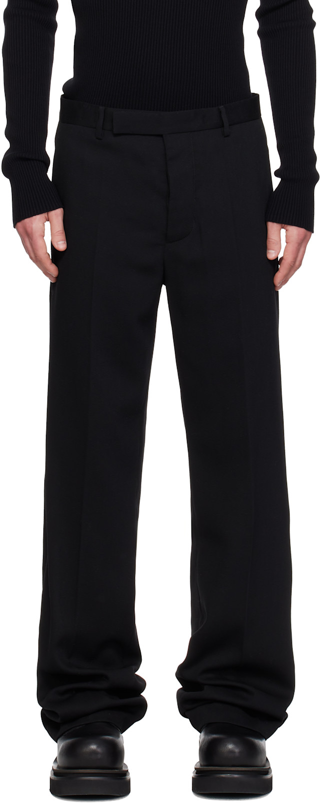 NAMACHEKO ウールトラウザーズ Rick Owens: ブラック Temple Tailored Dietrich トラウザーズ