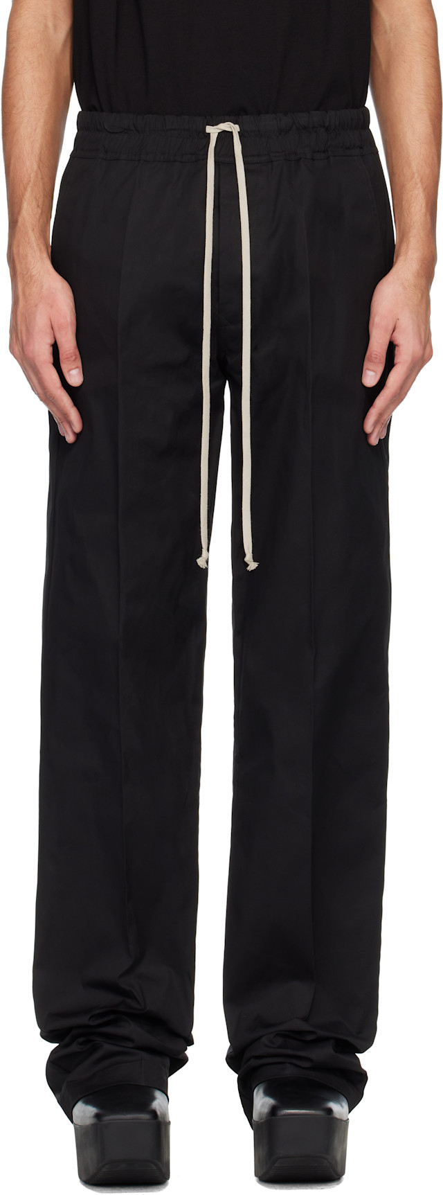 Rick Owens: Black Temple Dietrich Drawstring Trousers | SSENSE