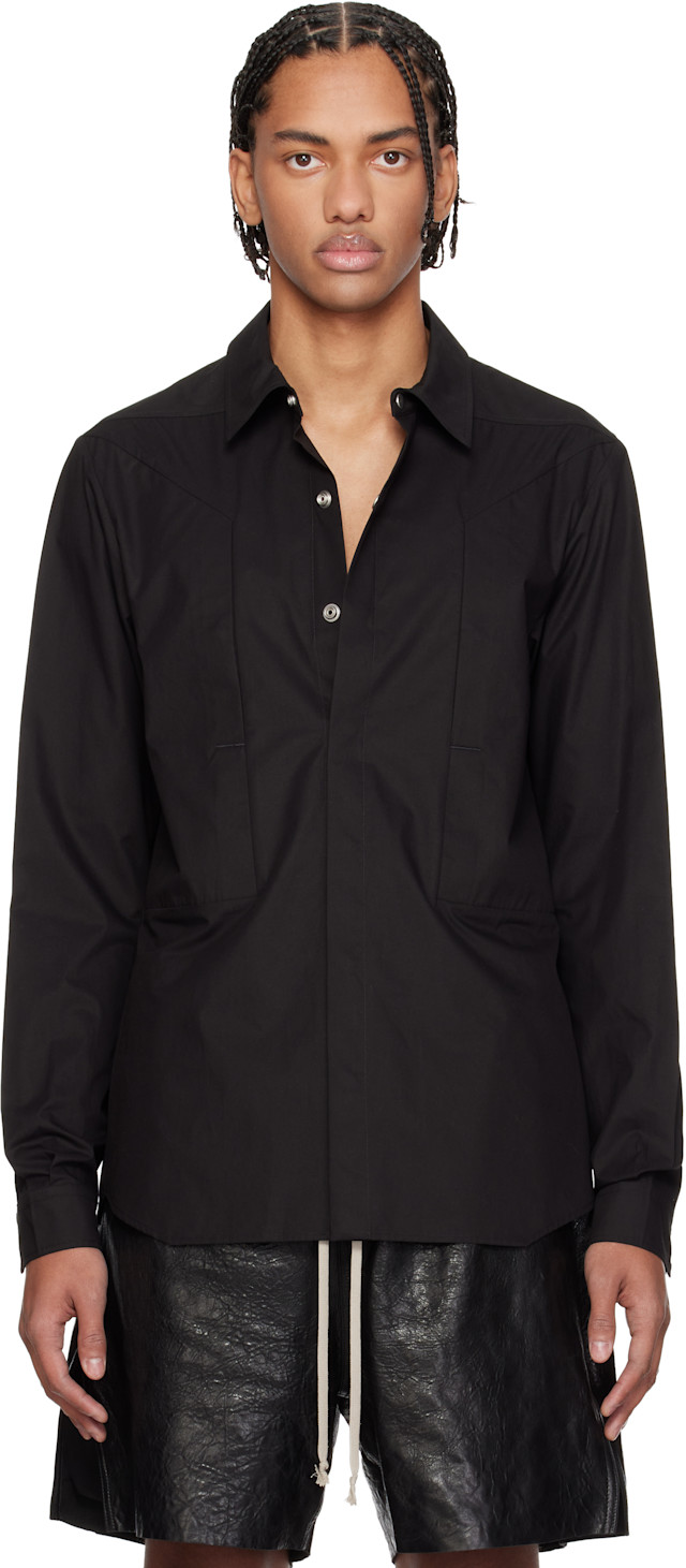 Rick Owens: Black Temple Fogpocket Shirt | SSENSE