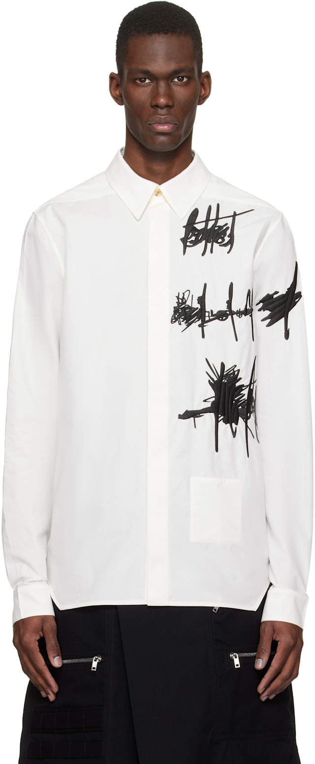 Rick Owens: オフホワイト 'SUICIDE'エディション Temple Rev シャツ