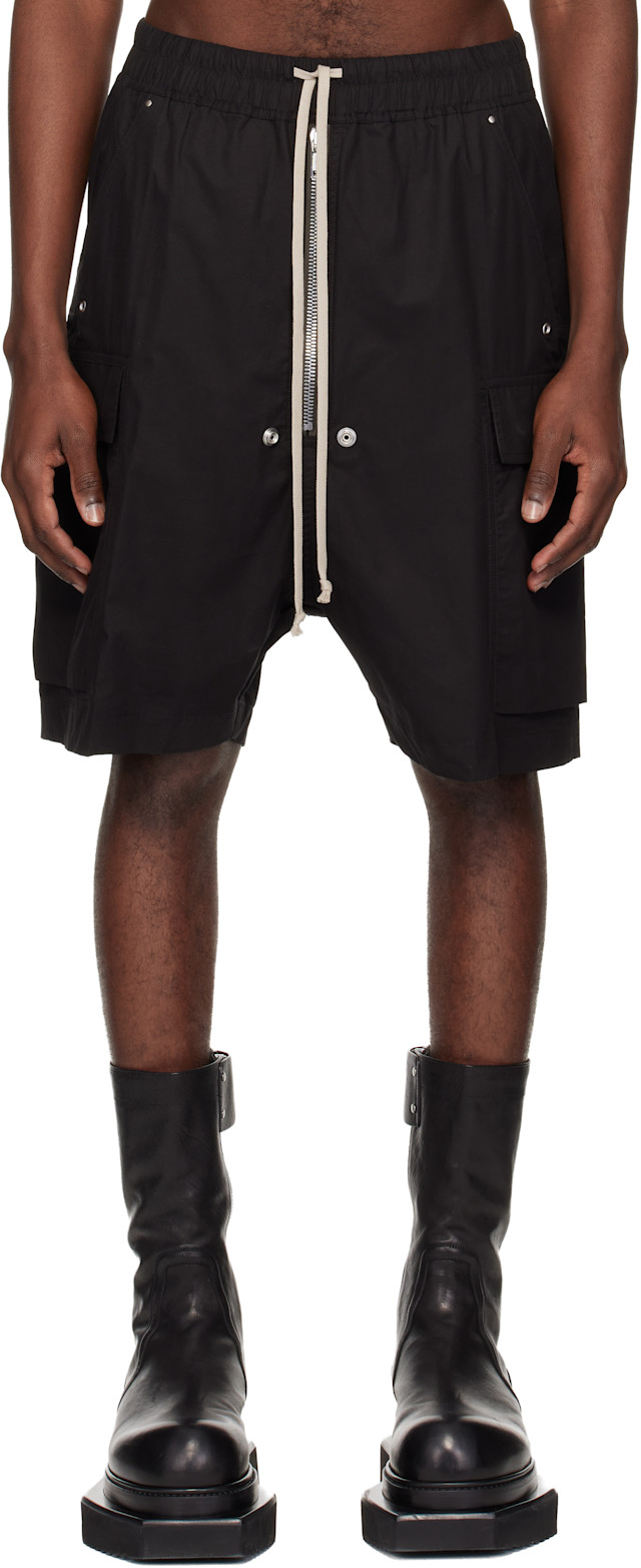 N*読様 rick owens ハーフパンツ Temple Cargobela Rick Owens: ブラック Temple Cargobela ショートパンツ | SSENSE 日本