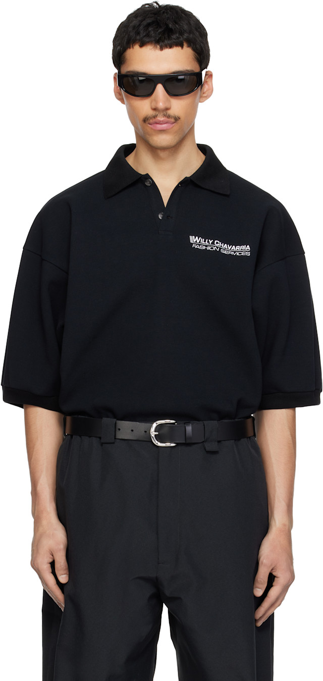 WILLY CHAVARRIA: Black Football Polo | SSENSE