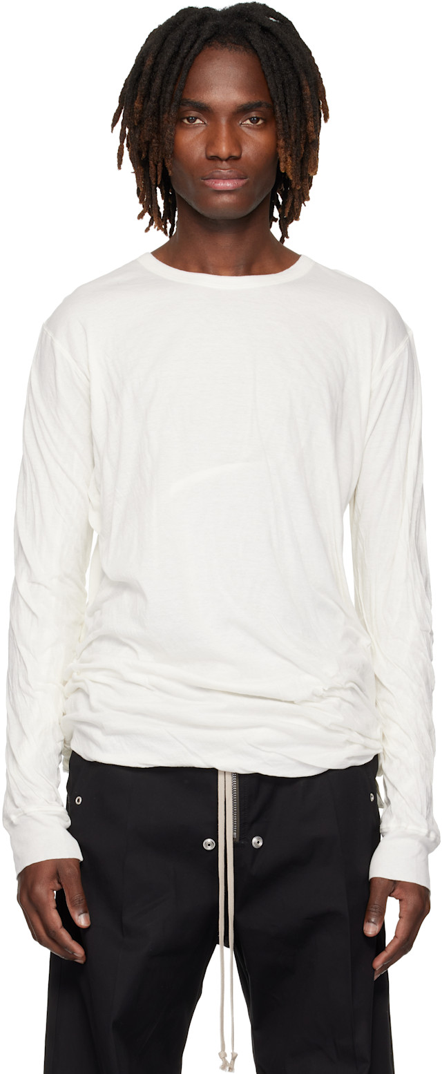 Rick Owens: Off-White Temple Jumbo Double LS T-shirt | SSENSE