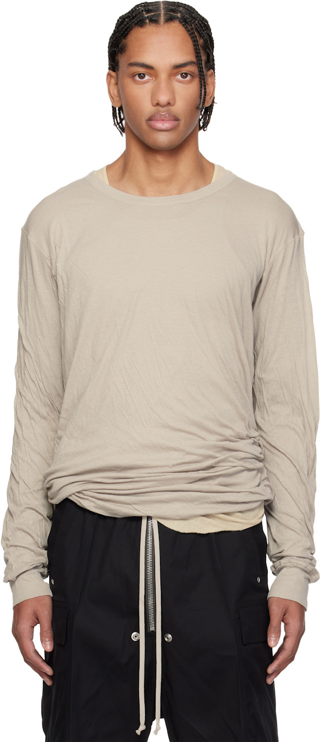 Rick Owens ダブルレイヤード　Tシャツ　XS Rick Owens: オフホワイト Temple Jumbo Double 長袖Tシャツ | SSENSE 日本