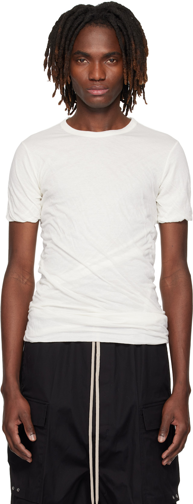 Rick Owens: オフホワイト Temple Double SS Tシャツ | SSENSE 日本