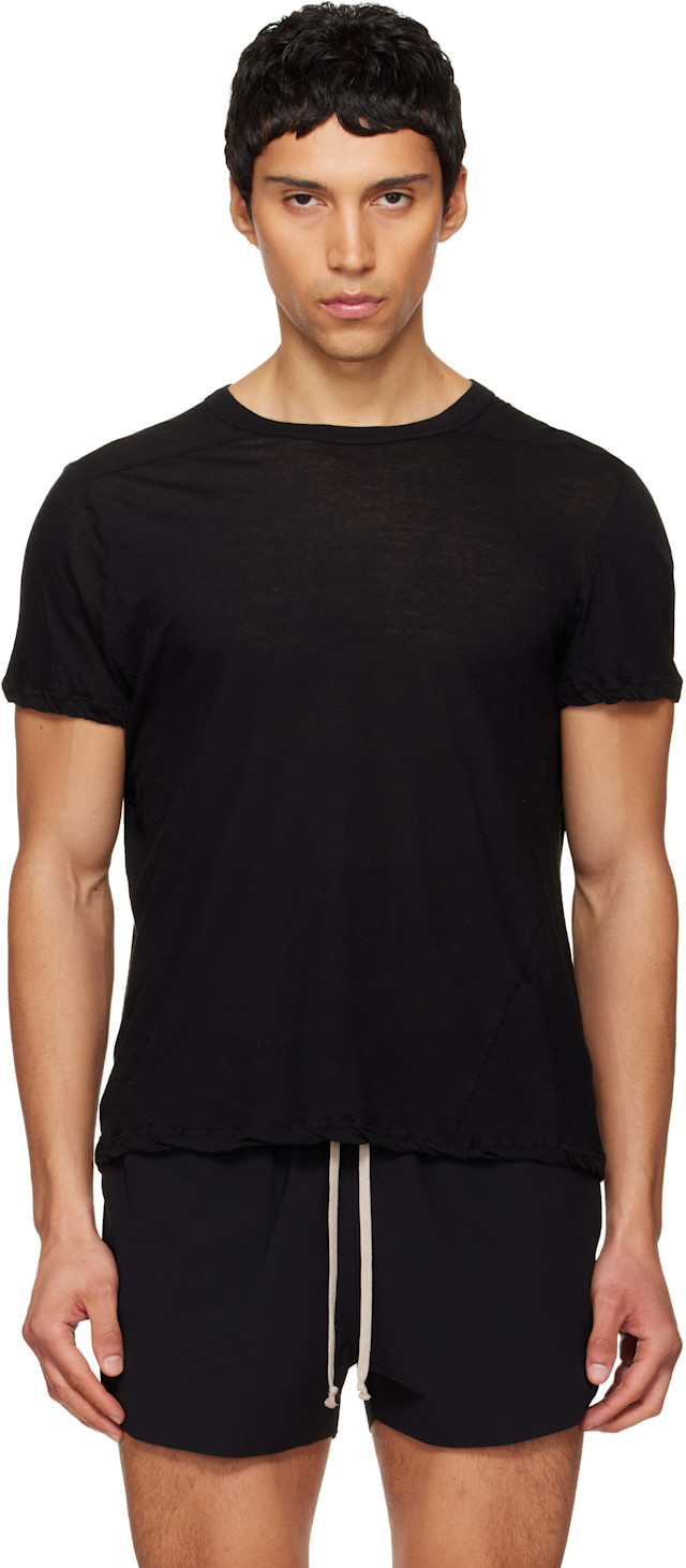 Rick Owens: Black Temple Short Level T-shirt | SSENSE