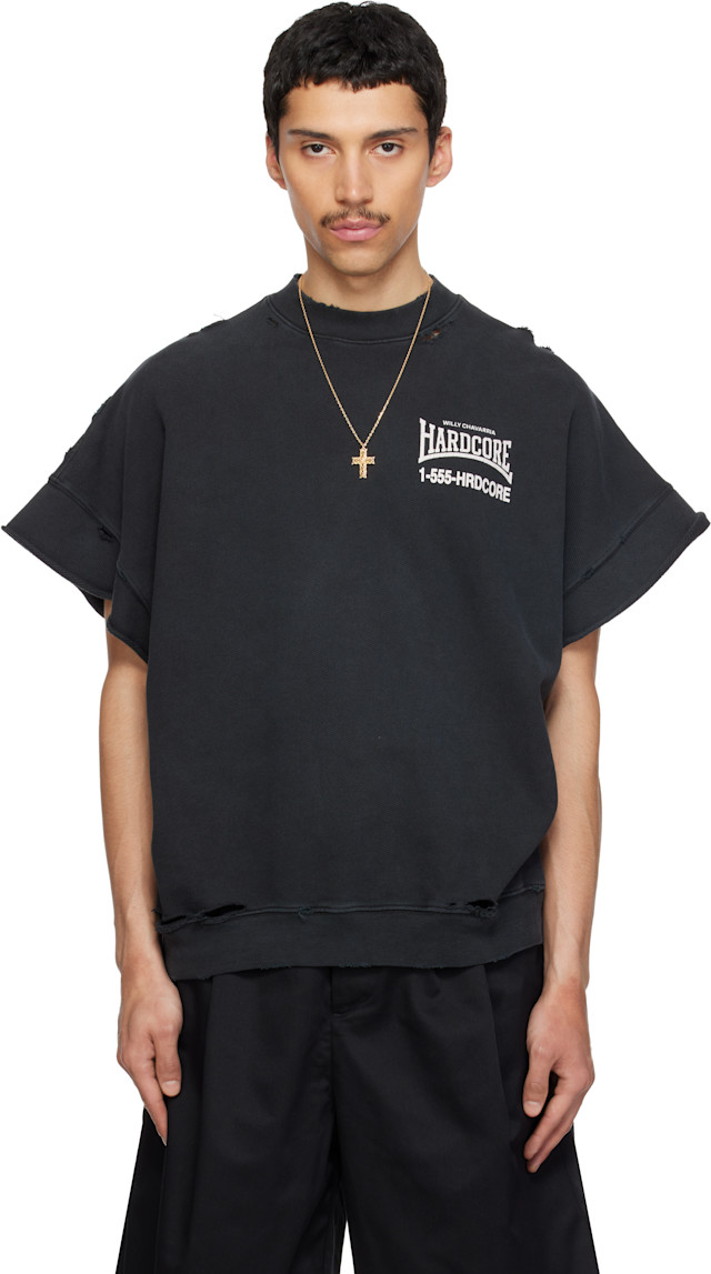 【メグたん】 × Willy Chavarria WILLY CHAVARRIA: Black 'Hardcore' Muscle T-shirt | SSENSE