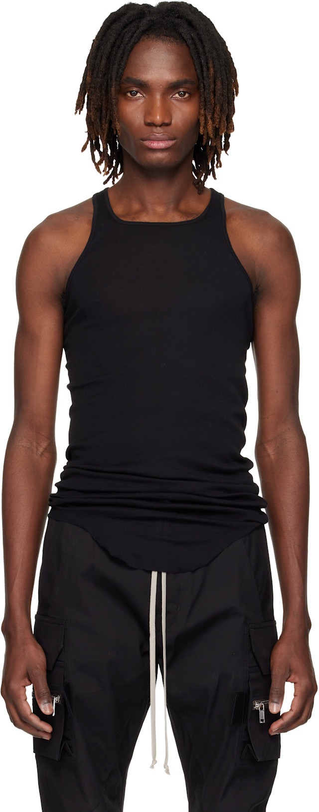 Rick Owens: Black Temple Basic Rib Tank Top | SSENSE