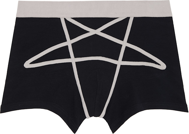 Rick Owens: Black & Off White Temple Penta Boxer Briefs | SSENSE