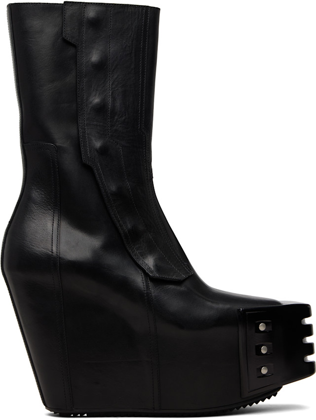 Rick Owens WEDGE SOLE BOOTS 38 レザーブーツ 黒 rick-owens-black-temple-