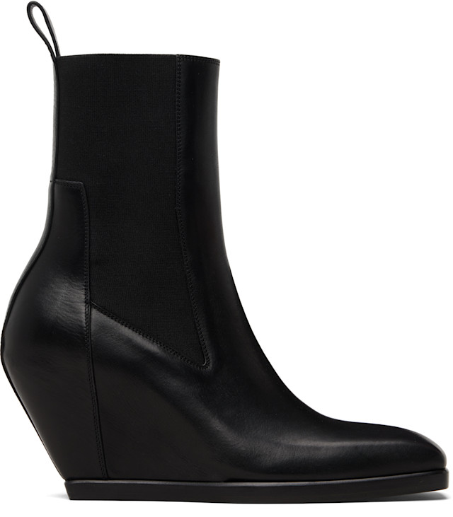 Rick Owens: Black Temple Wedge Heeled Sliver Chelsea Boots | SSENSE