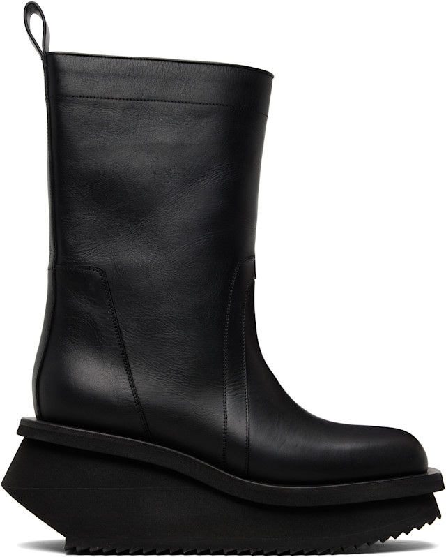 しゃしゃしゃ　rick owens ブーツ Rick Owens: Black Low Factory Pull On Chelsea Boots | SSENSE