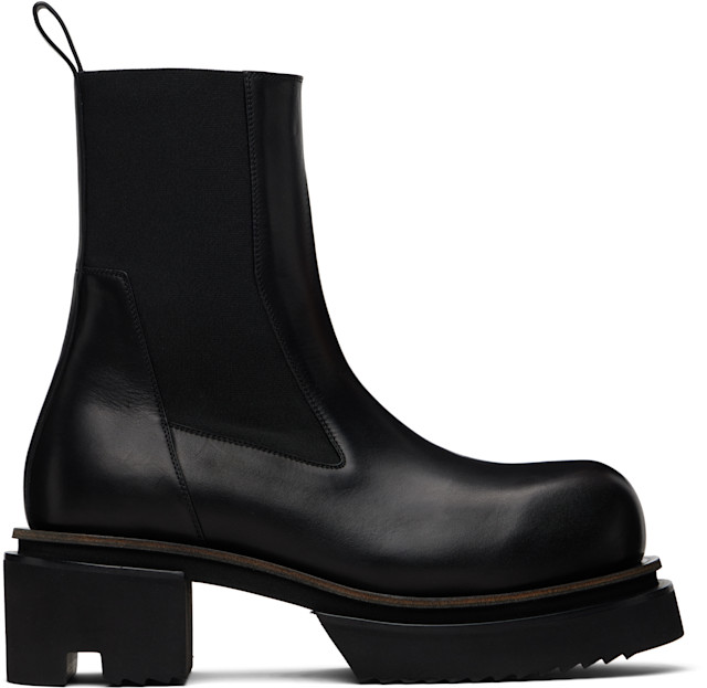 靴 Rick Owens BEATLE BOGUN BOOTS Rick Owens: Black Temple Beatle Bogun Chelsea Boots | SSENSE