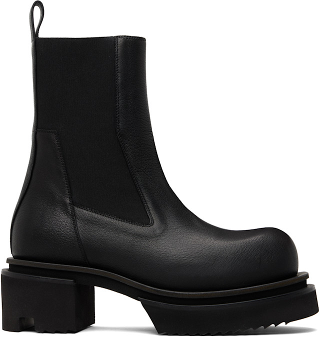 Rick Owens: ブラック Temple Beatle Bogun チェルシーブーツ | SSENSE 