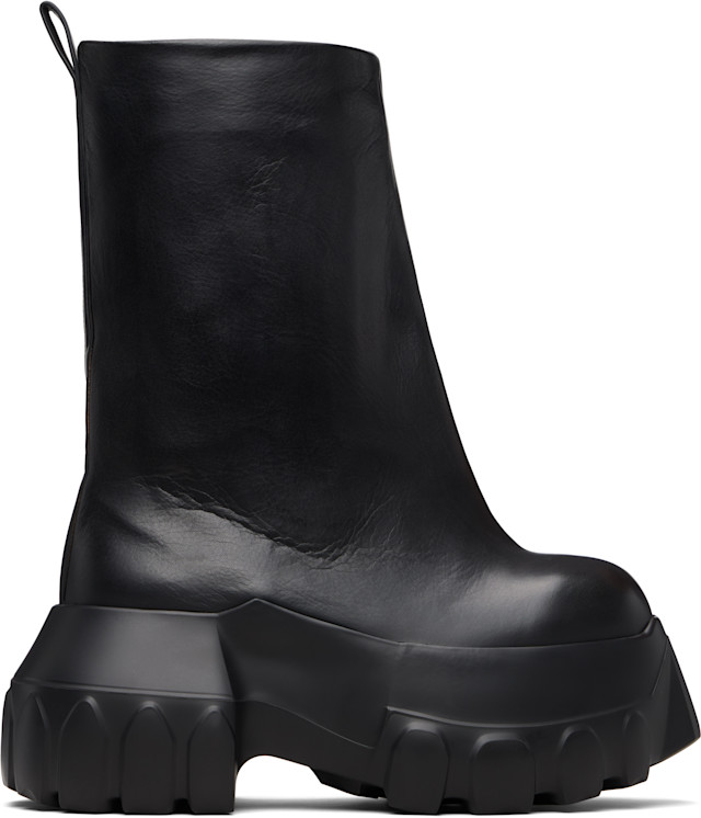 Rick Owens: Black Temple Flared Mega Tractor Boots | SSENSE