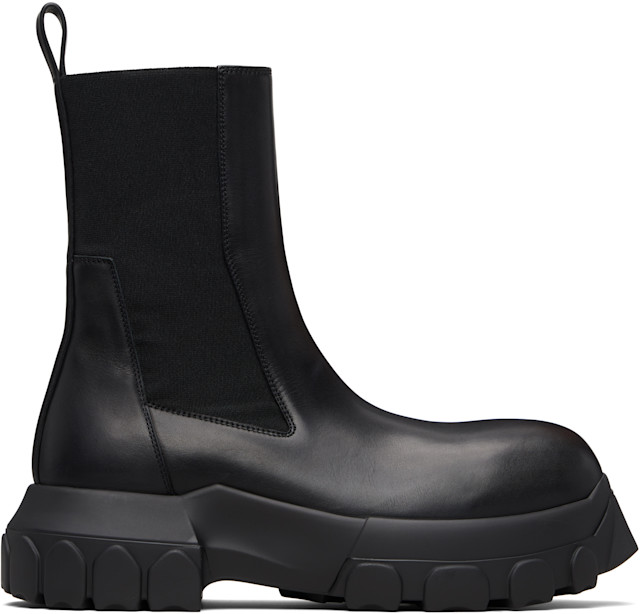 /*様 Rick Owens beatle bozo tractor Rick Owens: Black Temple Beatle Bozo Tractor Boots | SSENSE