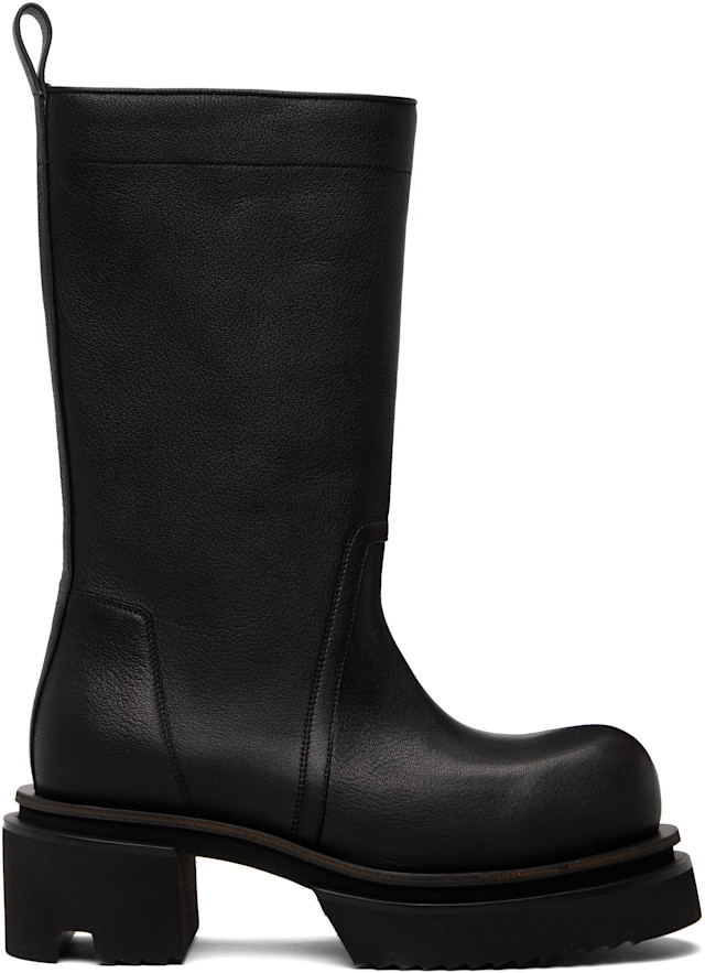 Rick Owens: Black Temple Calf Pull On Bogun Boots | SSENSE