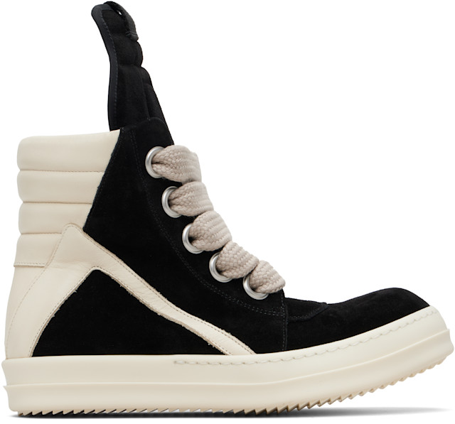 Rick Owens: Black Temple Jumbolace Geobasket Sneakers | SSENSE