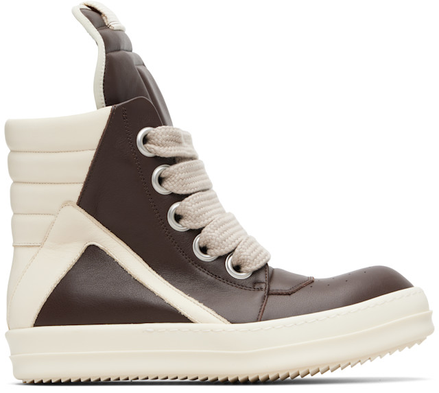 Rick Owens Geobasket Jumbo Laced 希少モデル Rick Owens: Brown Temple Jumbolace Geobasket Sneakers | SSENSE Canada