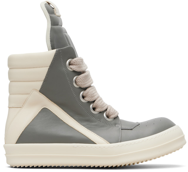 Rick Owens: Gray Temple Jumbolace Geobasket Sneakers | SSENSE