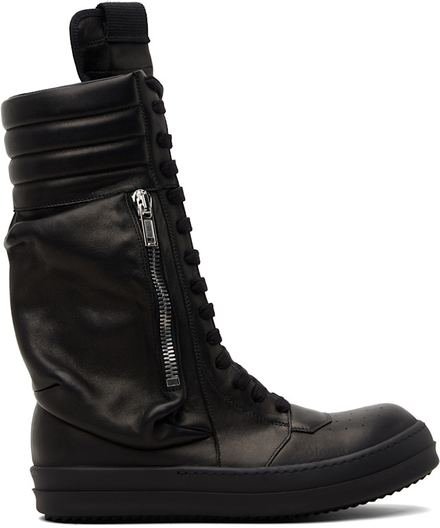 Rick Owens: Black Temple Cargo Geobasket Sneakers | SSENSE