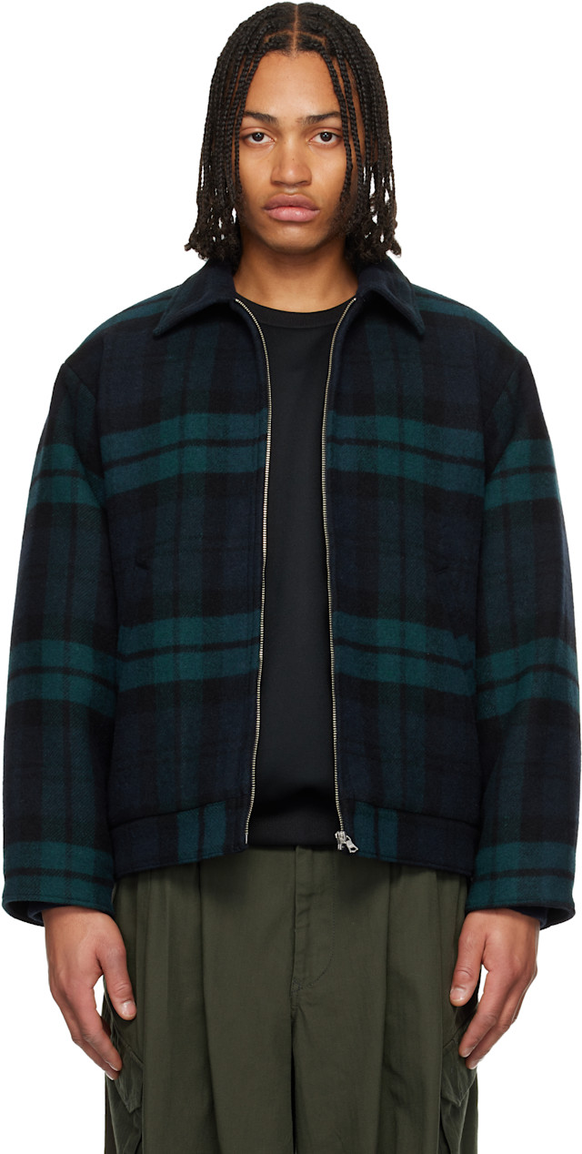 WTAPS グリーン✖ブラックチェックジャケット WTAPS: Green & Blue Wrecker Jacket | SSENSE