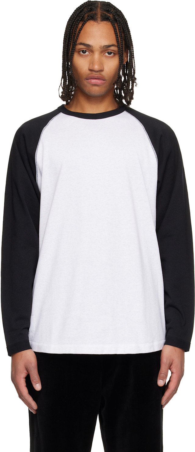 WTAPS ラグランスリーブ長袖Tシャツ グレー/ブラック Lsize WTAPS: ブラック＆グレー Ian 長袖Tシャツ | SSENSE 日本
