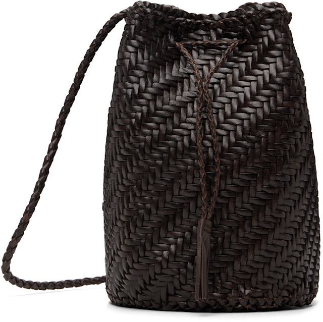 dragon DIFFUSION POMPOM ショルダーバッグ 巾着 Dragon Diffusion: Brown Pompom Double Jump Bag | SSENSE