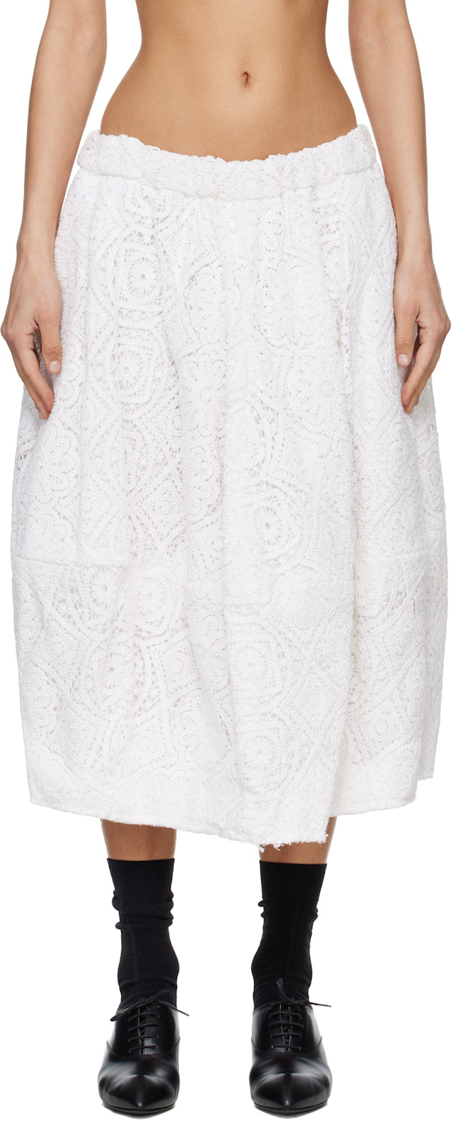 Comme des Garçons: ホワイト Cotton Chemical Lace Garment Treated
