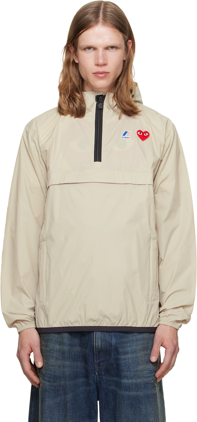 COMME DES GARÇONS PLAY K-Wayハーフジップ COMME des GARÇONS PLAY: ベージュ K-Wayエディション ハーフジップ