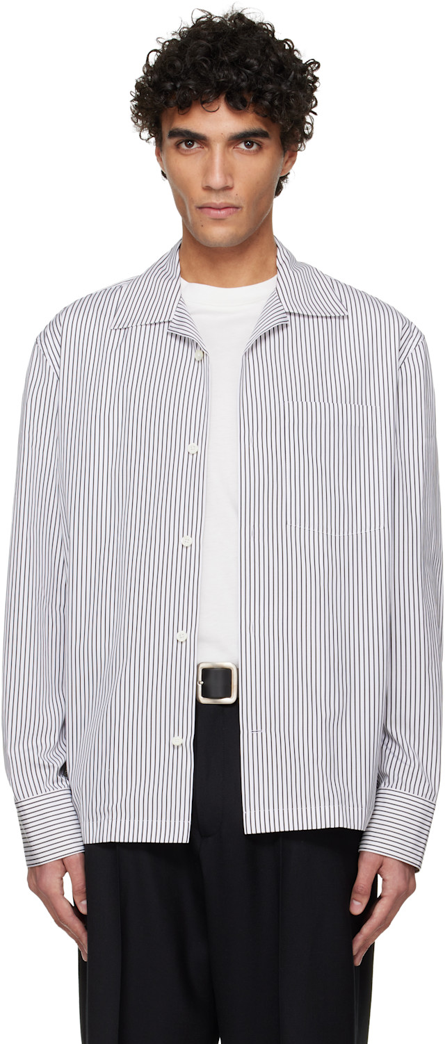 Jil Sander: White & Black Lightweight Cotton Shirt | SSENSE