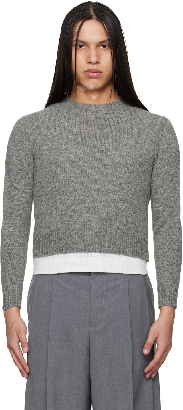 Jil Sander: Gray Knit Wool-Blend Sweater | SSENSE