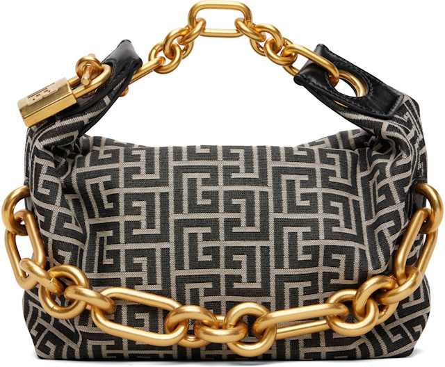 BALMAIN: Black & Off-White Mini Sync Bag | SSENSE