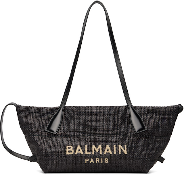 BALMAIN: Black Small Track Tote | SSENSE