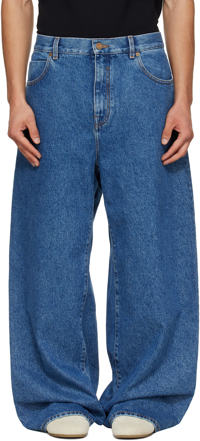 BALMAIN: Blue Wide-Leg Jeans | SSENSE